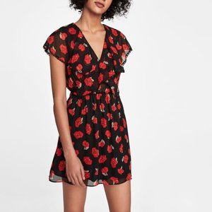 Zara Basics Floral V-Cut Dress